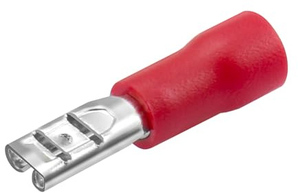Heschen Femmina Quick Disconnects Vinyl Isolato, FDD1.25-110, 2,8 x 0,5 mm Terminale, per 0,5-1,5 mm² (22-16 AWG), Rosso, 100 pezzi