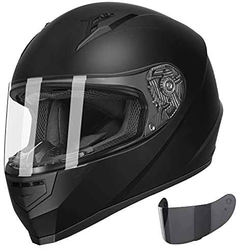 GLX GX11 Compact Motorcycle Helmet - Matte Black, Small - Full Face w/ Tinted Visor, DOT Approved