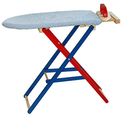 Bügelbrett mit Bügeleisen aus Holz, zusammenklappbar, Kinderspielzeug