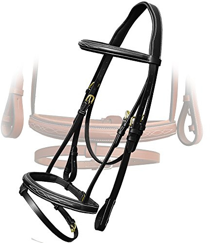 Exion Snaffle Horse Bridle for Horses with Rubber Reins | Designer Stitched English Jumping Bridle for Horses