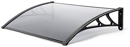 1m, Grey Polycarbonate, Door Canopy - 100x60cm (Black)