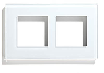 BSEED DIY 146 * 86mm Square Glass Frame Combination for Light Switch, Frame Only White