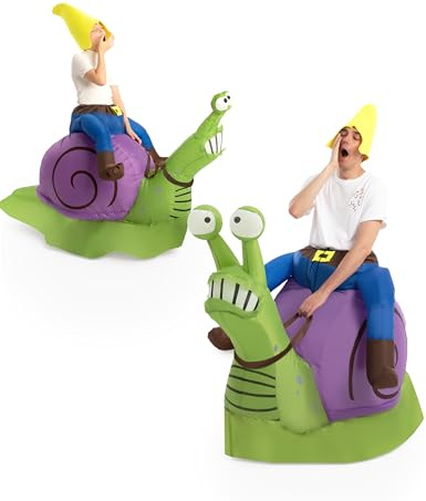 Spooktacular Creations Halloween uppblåsbar kostym tomte rider på snigeldräkt, djur uppblåsbar outfit för cosplay fester, flerfärgad, X-Large(75In)