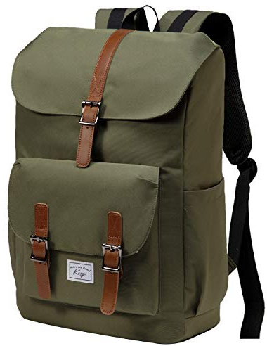 Kasgo Mochila Viaje, Mochila Hombre Mochila Mujer Vintage Mochilas Escolar Impermeable Mochila Portatil 15.6 Pulgadas Impermeable Mochila Universidad Adolescentes para Acampar Viaje Trekking, Verde