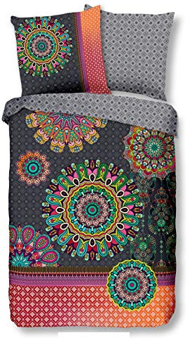 Traumschloss Comfort Flanell Bettwäsche »Izett«, Bunte Mandalas auf dunklem Hintergrund, 135x200 & 80x80, 100% Baumwolle, wärmend & kuschelig, mit Reißverschluss bestehend aus Kissen und Bettbezug
