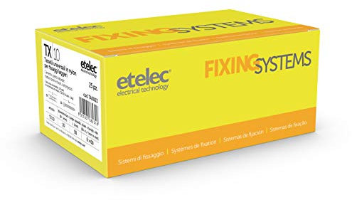 Kit Scatola 25 Tasselli Universali TX10 Nylon 10X50 mm Vite 6x60 mm - ETELEC TA0003