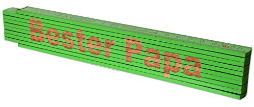 TE-Trend Zollstock mit Gravur personalisierter Meterstab 2m Gliedermaßstab Meter Metermaß Bester Papa Grün