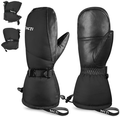MCTi Ski Mittens Down Mittens Winter Cold Weather Waterproof Touch Screen Mitt for Men