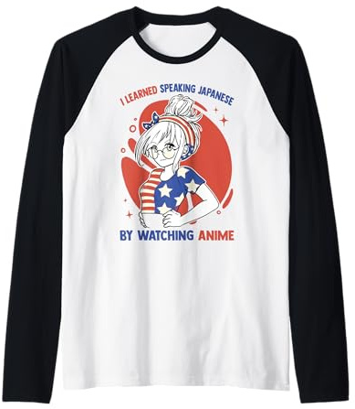 Kawaii Otaku - I Learned Speaking Japanese By Watching Anime Raglan Baseball Tee