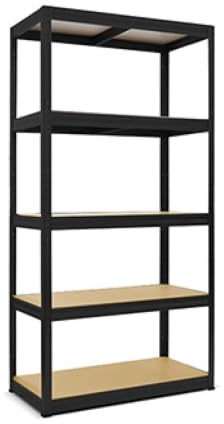HEMMDAL Schwerlastregal Typ XS | HxBxT 180 x 75 x 35 cm | Schwarz | 750 kg Tragkraft | Steckregal mit 5 Böden á 150 kg Fachlast | Metallregal | Lagerregal | Werkstattregal | Made in EU