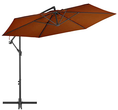 Catherinol Sombrilla voladiza con palo, Parasol Terraza, Sombrilla Terraza Exterior, Sombrilla Jardin, Parasol Jardin, Sombrilla Playa, Parasol Excentrico, de aluminio terracota 300 cm