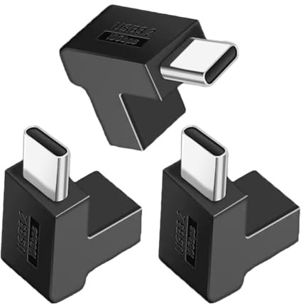 SELIACR Adaptador USB C 90 Grados (Pack de 3), USB C 3.2 Macho a Hembra 10Gbps 5A/30V OTG Adaptadores USB de dirección Vertical 90 Grados Compatible con USB-C Tablet Phones