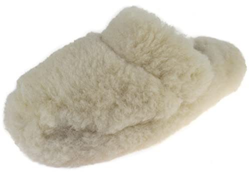 APREGGIO Pantoufles Unisex en Laine Naturelle – Chaussons Chauds et Confortables – 37/38 – Blanc