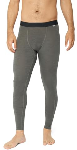 DANISH ENDURANCE Pantalones Térmicos de Lana Merino Hombre, Leggings Térmicos, Capa Base, con o Sin Abertura Frontal, Gris Oscuro, S