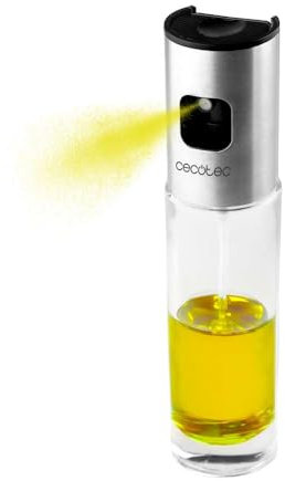 Cecotec Aceitera de Spray Polka OilSpray 1000 Cecofry. Cuerpo de Vidrio Resistente y Transparente y Acero Inoxidable 304, Capacidad 100ml, Dosis de Aceite Justa, Uso Cómodo