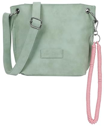 Fritzi03N Vintage Crossbody Kunstleder Damen Umhängetasche Handtasche Festival City vegan Vintage-Waschung 22,5 x 20,5 x 8,5 cm, Schwarz – Rosa – Braun – Gruen – Grau – Pink – Blau