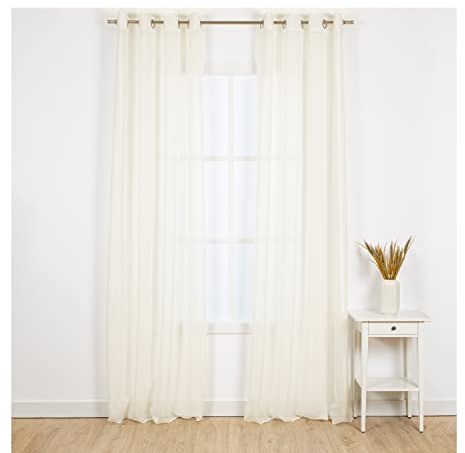 TRAMAS+ Tende per interni, 1 Pezzo,Tende trasparenti per il soggiorno e la camera da letto 140x260cm, con occhielli, camera da letto, bambini, giovani e adulti e sala da pranzo - Molly Naturale