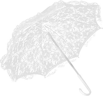 Asixxsix Spitzenschirm, Weißer Hochzeits-Spitzenschirm, Regenschirm, Vintage-Stil, Hochzeit, Braut, Spitzenschirm, Handgefertigt, mit Blumen, Stickerei, Mini-Deko-Regenschirm (weiß)