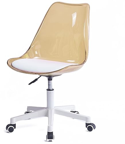 Shally Dogan Sedia da Scrivania con 5 Ruote Girevoli, Schienale trasparente in polipropilene, Poltrona Ergonomica con Seduta Imbottita ad Alta Densità, Ideale per Cameretta, Ufficio, Casa (Bronzo)