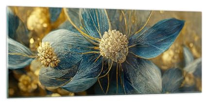 Panorama Bilder auf Glas 100x40cm Glasbild Art Deco Blumen Elegant Groß Wanddeko Bild im Glas Schlafzimmer Küche Wandbilder Dekoration Wohnzimmer Modern Wall Decor Wand Kunstdruck Art GAB100x40-5633