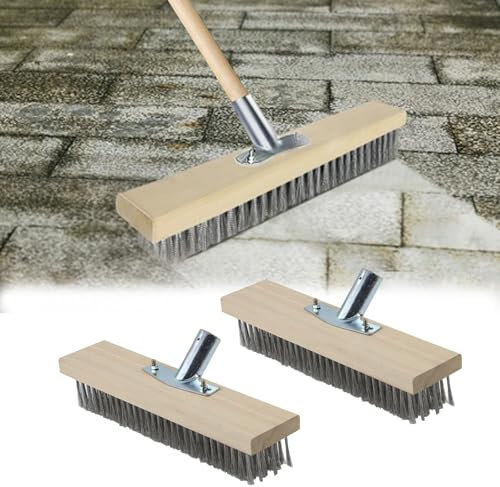 Balai Exterieur, 2 Pièces Brosse Metallique 30cm Balai Brosse Exterieurs Balais Jardin Balais Exterieurs Terrasse Cantonnier avec Support en MéTal pour Patio Terrasse Et Jardin