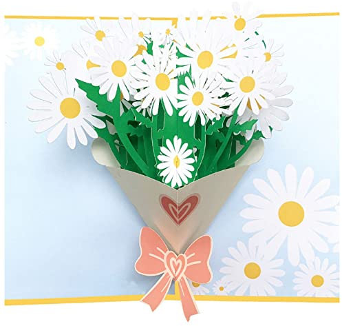 PiurUf Grußkarte 10 stücke Handgemachte Origami Daisy Blume 3D Pop HOCH Gruß-Einladungskarte for den Wunsch Dank Weihnachten Hochzeit Geburtstagsfeiergeschenk Grußkarte hochzeit