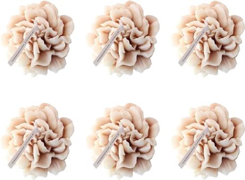 6 piezas de vela decorativa con forma de flor perfumada / Vela artesanal de aroma de cera de soja / para regalo de aniversario, cumpleaños (A)