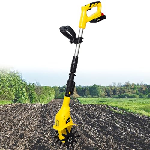 Beachtiful Motozappa Elettrica per Giardinaggio Motozappa Elettrica Senza Fili Coltivatore da Giardino Alimentato a Batteria Motozappa Manuale (2 Batterie),Yellow
