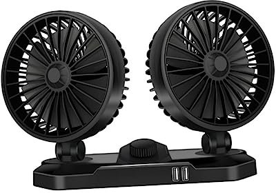 KONTONTY 12v Ventilateur De Voiture à Double Tête Oscillant Ventilateur Usb Pour Refroidissement Et Silencieux Pour