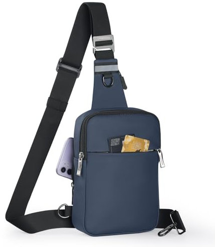 BROADREAM Sling Chest Crossbody Bag, Wasserdicht Umhängetasche Brusttasche Schultertasche Herren Damen - Handytasche mit RFID-blockierende Reißverschlusstasche Geeignet für Outdoor-Sport und Wandern