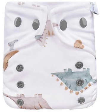 avo+cado Cosy Stoffwindel-Überhose für Neugeborene 3-7 kg – Waschbar, Auslaufsicher mit Fleece und Doppelten Beinbündchen – Kompatibel mit Prefolds, Bambuseinlagen und Mullwindeln (Dinos)