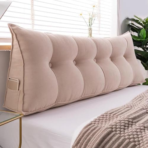 Rückenkissen Lesekissen für Bett und Sofa Keilkissen Sitzkissen Wandkissen mit Waschbarem Bezug, Ideal zum Anlehnen im Bett,02,200X50X20cm