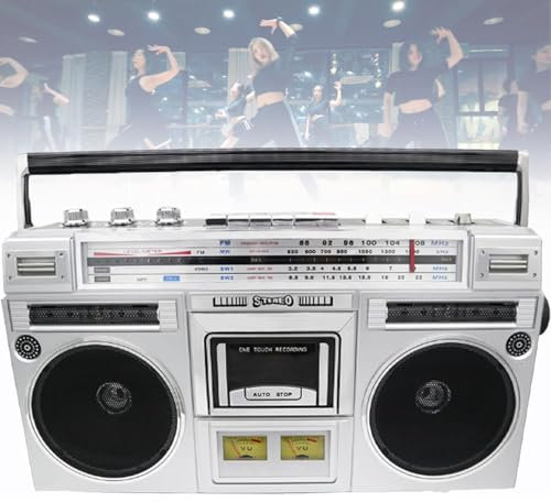 Mavdecll Boombox retrò Stile Anni '80, registratore Portatile Bluetooth, Radio AM/FM/SW, Registrazione USB, Lettore di Cassette per riunioni di Famiglia/Viaggi