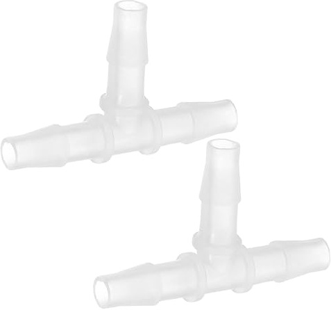 PATIKIL Raccordo Portagomma T Plastica 5/16 Trasparente 2Pz | Raccordo T Uguale Forma T 3 Vie Giunto Splicer Mender Adattatore Unione Incrocio Diviso Barb per Tubo Aria Acqua Gas