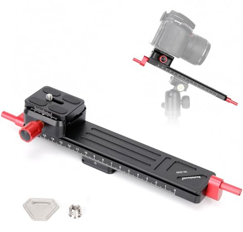 Koolehadao Deslizador de Riel de Enfoque Macro para fotografía Macro de Primeros Planos Riel de Enfoque preciso con Placa QR de 1/4 Compatible con Arca-Swiss para videocámara DSLR W-200