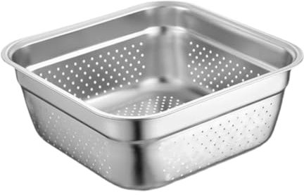 Cabilock Scolapasta in Acciaio Resistente Per Lavare Verdure e Frutta Grande Capacità Di Drenaggio Design Quadrato Compatto Per Usi Multipli in Cucina