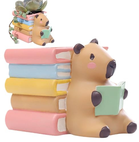 kivrimlarv Maceta de resina con forma de Capibara con agujero de drenaje, bonita maceta decorativa de Capibara para suculentas y cactus pequeños, divertida maceta con forma de animal, decoración única