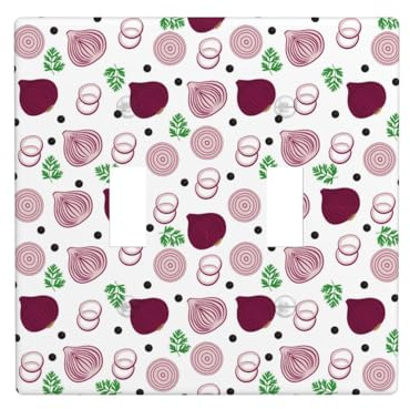 Placca di copertura per interruttore della luce a levetta, 2 piastre da parete di dimensioni standard 11,4 x 11,4 cm, stampa carina cipolla doppia piastra di copertura per interruttore della luce