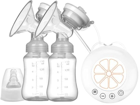 Pompa elettrica portatile per l'allattamento, pompe per latte per allattamento doppie - Estrattori di latte materno ricaricabili con 2 bottiglie di latte - Modalità multiple, basso rumore, forniture d