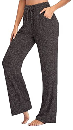 Yogabyxor med fickor för kvinnor gymfit byxor mode vardagsbyxor yogabyxor snabbtorkande byxor breda ben byxor jul yogabyxor med fickor, Svart, 3XL