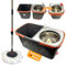 CleanAid SpinCraft Wischmopp Set, Bodenwischer mit Eimer und Edelstahl-Schleuder, Mikrofaser-Bezug waschbar