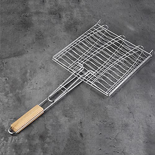 CGKs6anmU BBQ Barbecue Net Roast Fish Duck Meat Clip Grilled Fish Net Grilled Hamburger Net Tool Stainless Steel Grilling Iron Basket (Size : 3) (2)