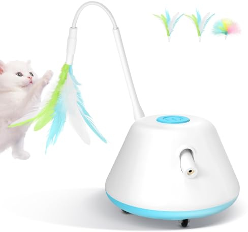 APODESS Katzenspielzeug,2025 Neu 3-in-1 Elektrische Interaktives Katzenspielzeug und Federspielzeug,Speedy Tail 3.0,Katzen Spielzeug Selbstbeschäftigung mit USB für Hauskatzen (Blau)