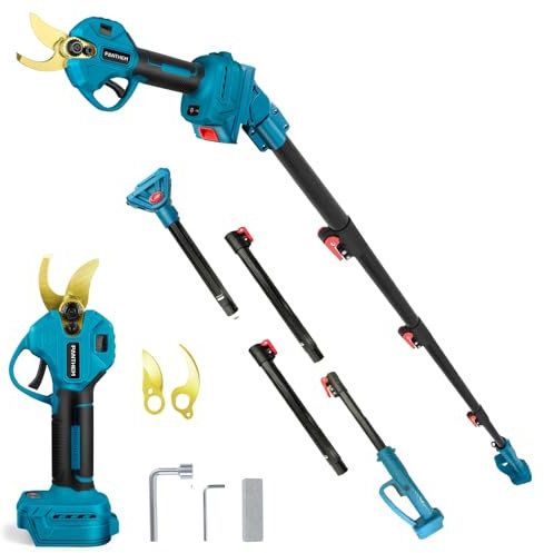 Sécateur électrique à batterie 2 EN 1 avec tige télescopique pour Makita 18V, moteur sans balais, scie à branches LCD pour l'élagage des arbres et des arbres fruitiers (sans batterie ni chargeur)