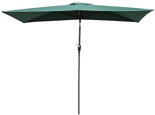 Ombrellone Rettangolare 3x2M da Giardino Parasole per Balcone con Air Vent Apertura, Ombrellone da Esterno Inclinabile con Manovella(Dark Green)