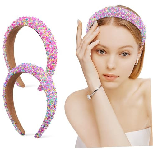 CALLARON 2pièces Bandeaux Larges Rembourrés Pour Femme Antidérapants Et Colorés Accessoires Pour Cheveux Pour Anniversaire Et