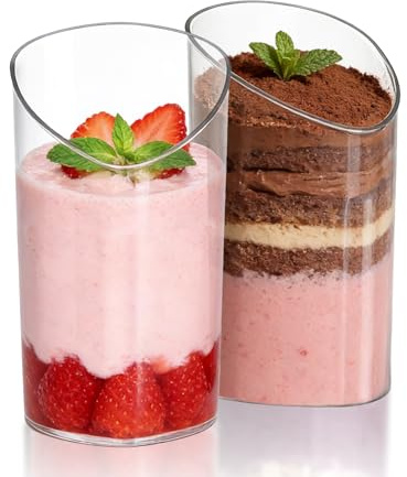 Eupako Dessert Cups 30 Pack 85 ml/3 oz Small Reusable Slanted Dessert Bowls Ice Cream Bowls, Appetizer Cup for Desserts, Appetizers, Parties and Catering