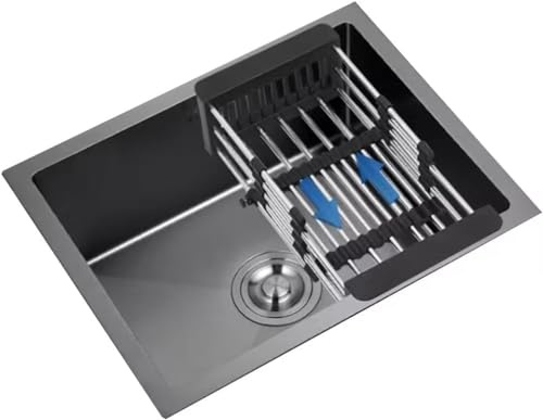 NZPOST Fregadero pequeño de Acero Inoxidable de un Solo tazón con escurridor, de una Sola Ranura, para Lavar Verduras (42 cm)