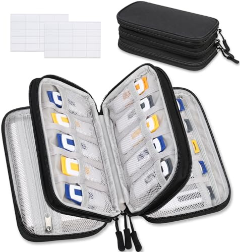 Lacdo USB Flash Laufwerk Gehäuse Elektronische Organizer Hülle, USB-Stick-Halter Tragbare Zubehör Aufbewahrungstasche, für Samsung/San Disk Flash Drives Jump Drive Memory Stick, Kabel, Schwarz