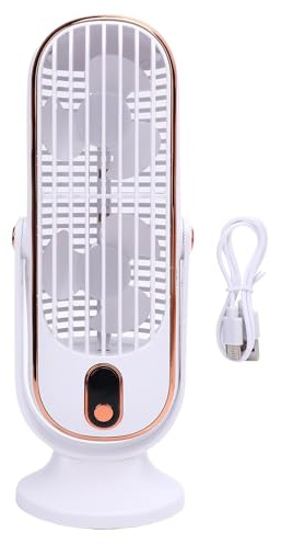 Tihebeyan Fan di Scrivania, con Doppi Ventilatori, Display LED a 5 velocità USB Ricaricabile per L'ufficio di Casa (WHITE)